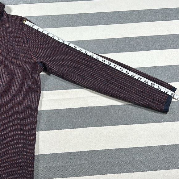 Hugo Boss Men’s Shawl Collar Virgin Wool Sweater XL — Navy & Brick Brown Knit - Picture 5 of 10
